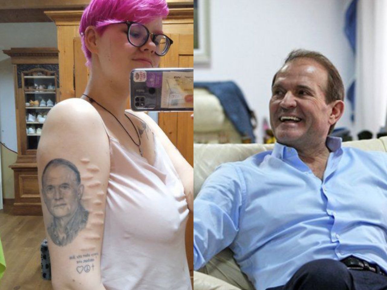 Фанатка Виктора Медведчука набила его портрет на плече. В блоге называет кума Путина Витенькой